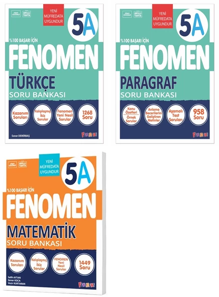 Fenomen Okul 2025 5. Sınıf Matematik + Türkçe + Paragraf A Serisi Soru Seti 3 Kitap Güncel Müfredat ürün görseli