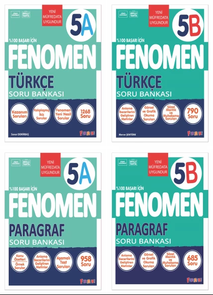Fenomen Okul 2025 5. Sınıf Türkçe + Paragraf A + B Serisi Soru Seti 4 Kitap Güncel Müfredat