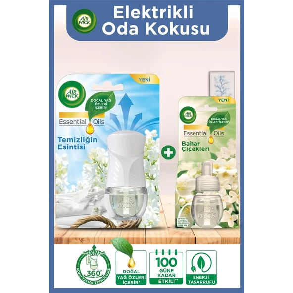 Air Wick Air Wick Elektrikli Oda Kokusu Kit Temizliğin Esintisi (1 Cihaz 1 Koku) + Yedek Şişe Bahar Çiçekleri