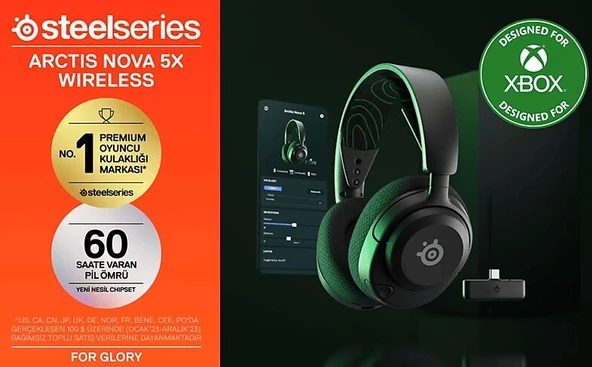 SteelSeries Arctis Nova 5X Wireless ve Bluetooth Xbox ve PC Kablosuz Oyuncu Kulaklığı - Siyah - 5