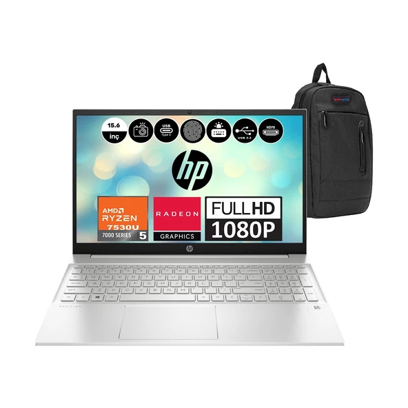 Hp Laptop 15-EH3011NT Amd Ryzen 5 7530U 16 GB 512GB SSD 15.6" Fhd Windows 11 Pro Bilgisayar +Snertech Çanta