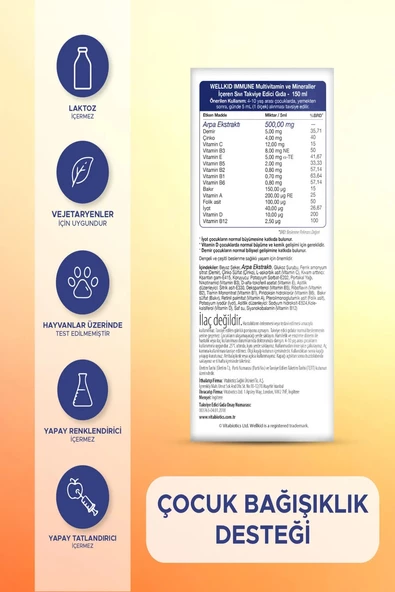Wellkid Immune Liquid 150 ml x 2 Adet - Resim 3