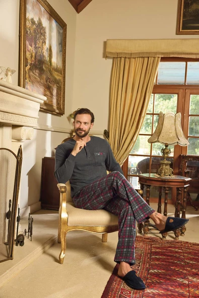 Aydoğan Erkek Aras Kışlık Termal Rahat Antrasit Pijama Takım 0783