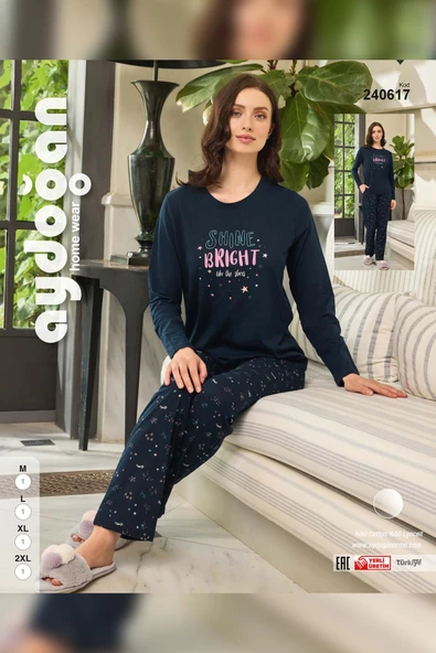 Aydoğan Kadın Hira Lyocell Shine Bright Lacivert Pijama Takım 0617 - 3