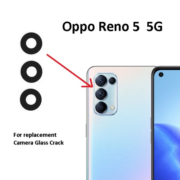 Oppo Reno 5 5G Arka Kamera Camı (Çıtasız Sadece Cam)