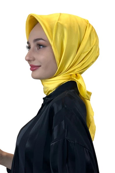 Aker Sezonsuz Tek Renk Tivil İpek Eşarp İE6052713  SARI ürün görseli