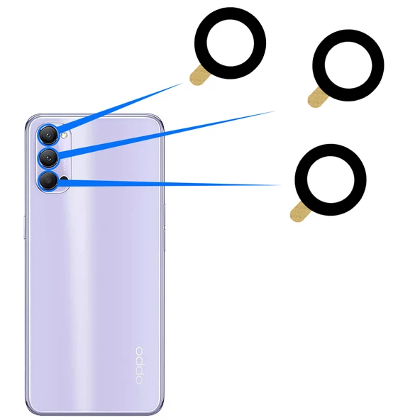 Oppo Reno 4 Lite Arka Kamera Camı Lensi (Çıtasız Sade Cam)