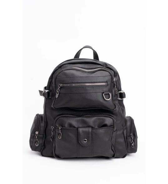 Monalisa Home Kadın Çok Bölmeli Yıkama Deri Sırt Çanta - Resim 2