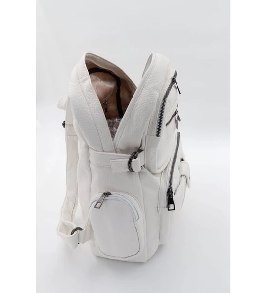 Monalisa Home Kadın Çok Bölmeli Yıkama Deri Sırt Çanta - Resim 2