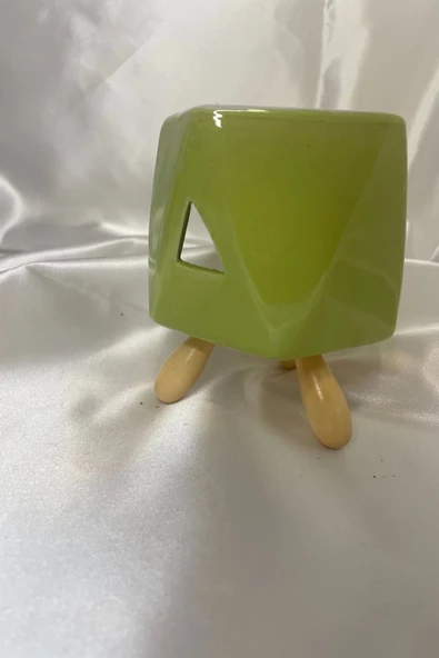 Buhardanlık Seramik Ahşap Ayaklı Buhurdanlık Yeşil