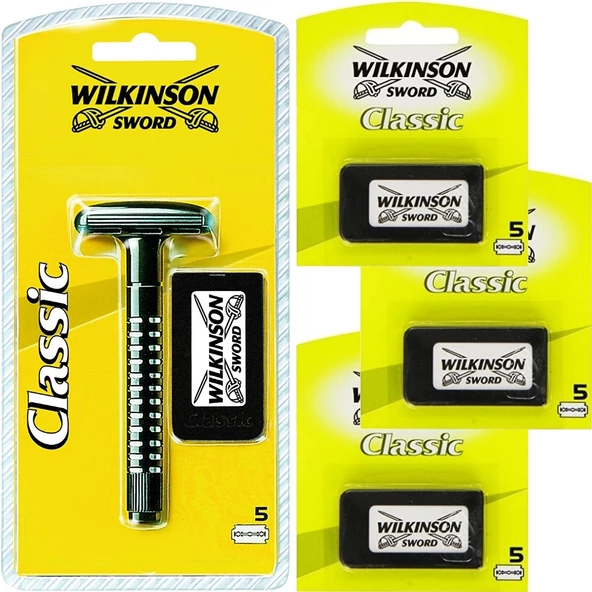 Wilkinson Sword Classic Tıraş Makinesi + 20 Adet Çift Taraflı Yaprak Jilet