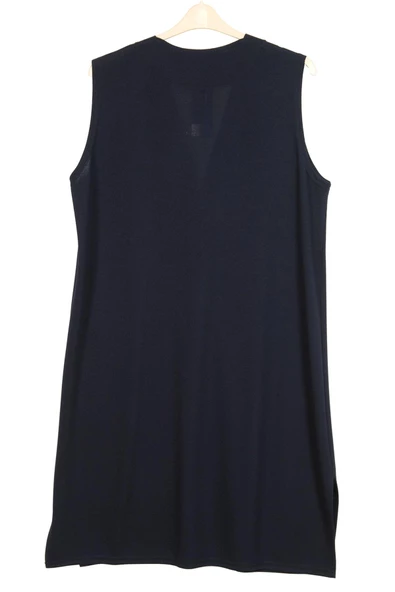 Hesna Kadın Buğra Uzun Lacivert Yelek - 3