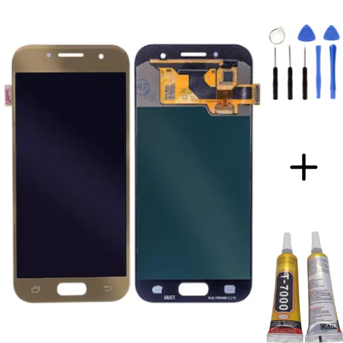 TE Samsung A7 2017 A720F Uyumlu Lcd Ekran Gold + Montaj Kiti