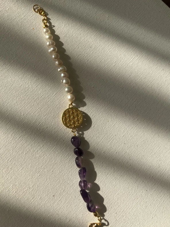 Ametist  - İnci Bileklik ürün görseli
