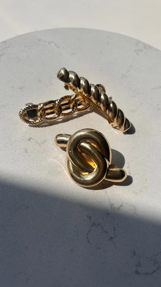 Metal düğüm toka 3 lü paket gold