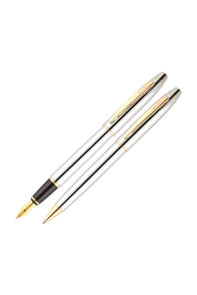 Steel Pen Takım Kalem Dolma+Tükenmez Venüs Serisi Desenli Gold 177DT