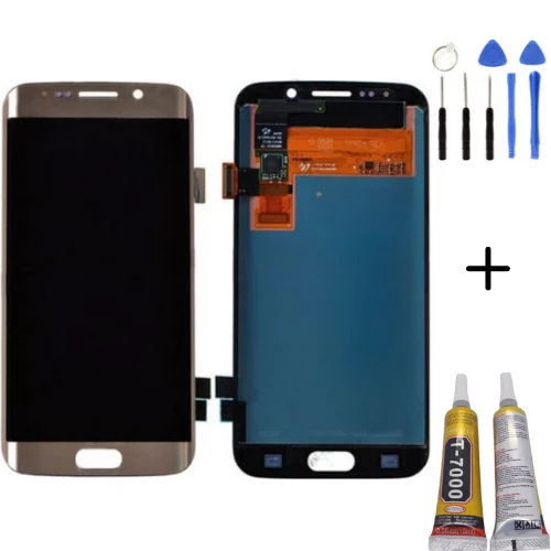 TE Samsung S6 Edge G925 Uyumlu Lcd Ekran Gold + Montaj Kiti