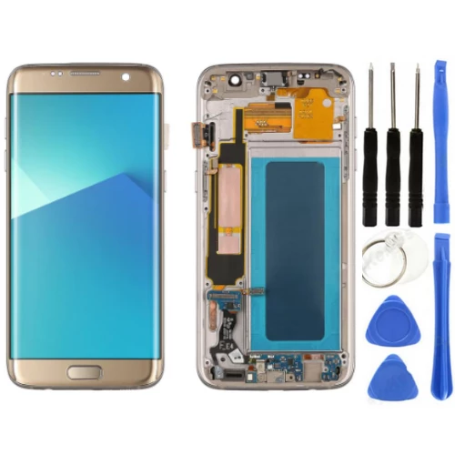 TE Samsung S7 Edge G935F Uyumlu Çıtalı A Kalite Lcd Ekran Gold