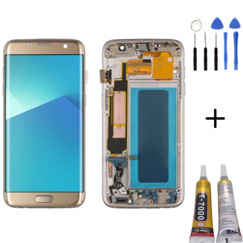 TE Samsung S7 Edge G935F Uyumlu Çıtalı A Kalite Lcd Ekran Gold