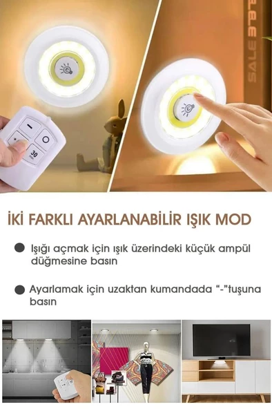 Mithra Life 3 Adet Uzaktan Kumandalı Kablosuz Led Aydınlatma MIT1101 - 3