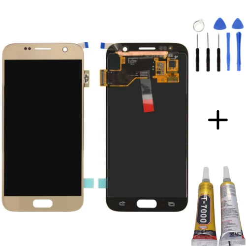 TE Samsung S7 G930F Uyumlu Lcd Ekran Gold + Montaj Kiti
