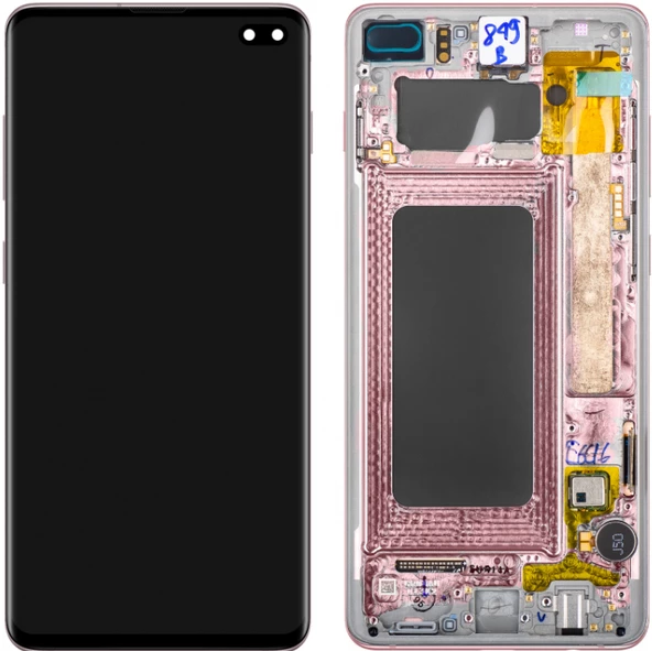 TE Samsung S10 Plus G975 Uyumlu Çıtalı Lcd Ekran Servis Gold - 1