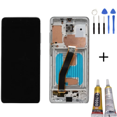 TE Samsung S20 G980F Uyumlu Çıtalı Lcd Ekran Servis Beyaz +Full Set