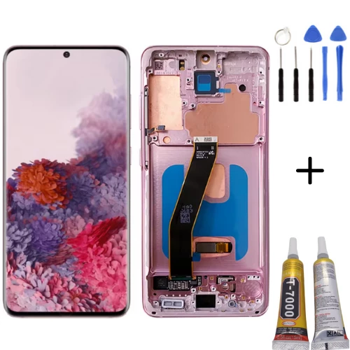 TE Samsung S20 G981 Uyumlu Çıtalı Lcd Ekran Servis Kırmızı Full Set