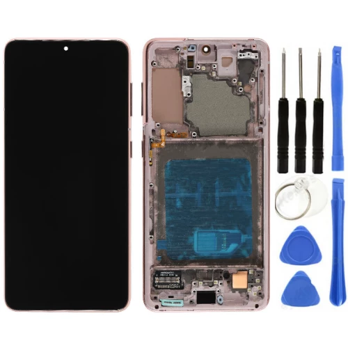 TE Samsung S21 G990 Uyumlu Çıtalı Lcd Ekran Servis Gold Tamir Seti