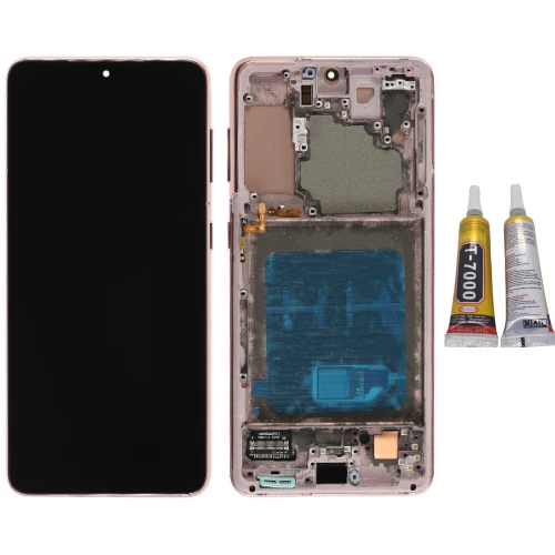 TE Samsung S21 G990 Uyumlu Çıtalı OLED Lcd Ekran Gold + B7000