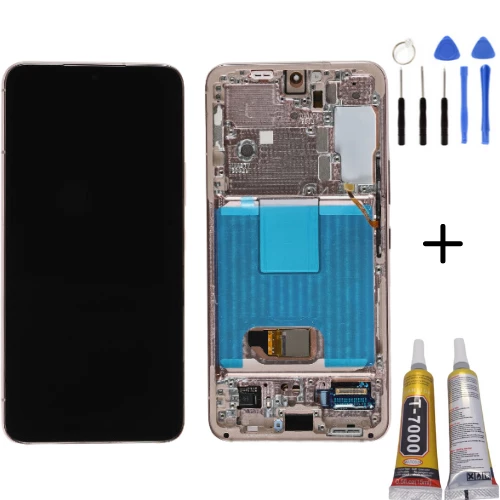 TE Samsung S22 S901 Uyumlu Çıtalı Lcd Ekran Servis Gold + Montaj Kiti
