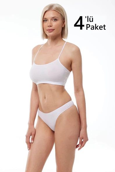 Malabadi 186 4'Lü Paket Kadın Modal Düşük Bel Iz Yapmayan String & Tanga - Resim 11