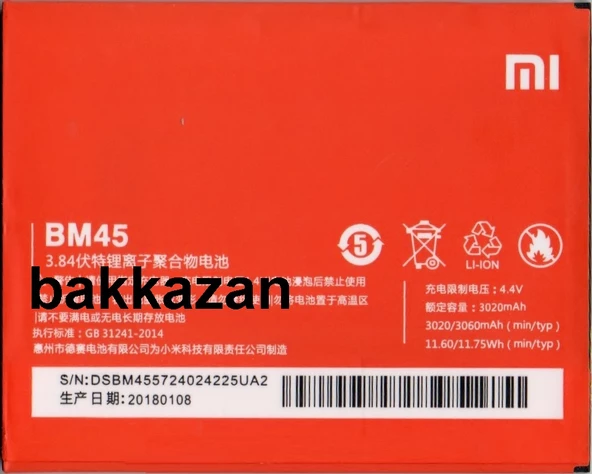 Xiaomi Redmi Note2 Note2 Prime Bm45 Batarya Pil