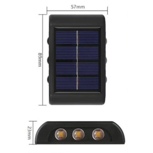 6 Ledli Solar Güneş Enerjili Aplik Led, Dekoratif Duvar Monteli Gün Işığı Led - 5