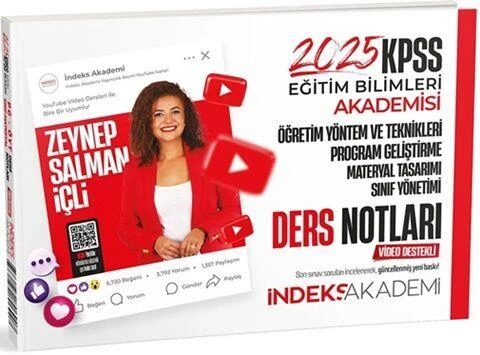 2025 KPSS Eğitim Bilimleri Öğretim Yöntem ve Teknikleri Program Geliştirme Video Ders Notları İndeks