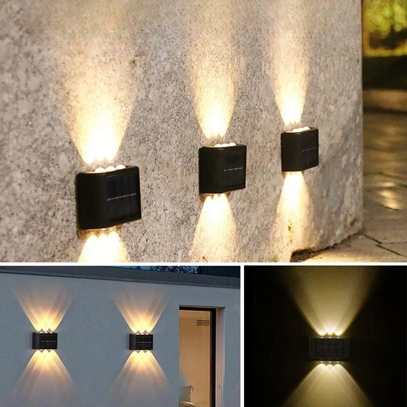 6 Ledli Solar Güneş Enerjili Aplik Led, Dekoratif Duvar Monteli Gün Işığı Led - 2