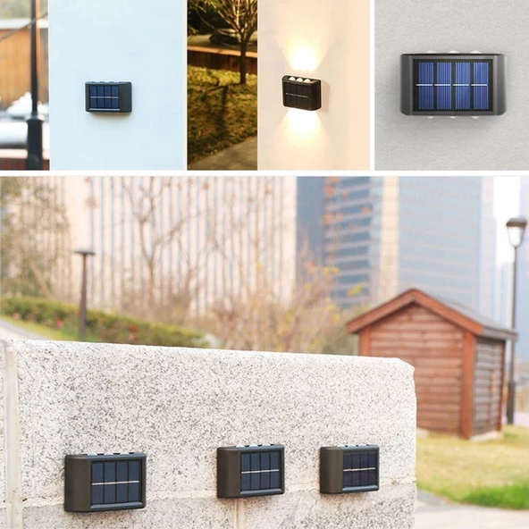6 Ledli Solar Güneş Enerjili Aplik Led, Dekoratif Duvar Monteli Gün Işığı Led - 3