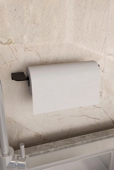 Metal Kağıt Havluluk, Siyah Rulo Askısı Peçetelik, Modern Wc Vidalı Banyo Mutfak Tuvalet Kağıtlık