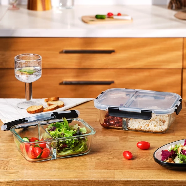 Emsan Twin 1360 ml Borosilikat Saklama Kabı - 4