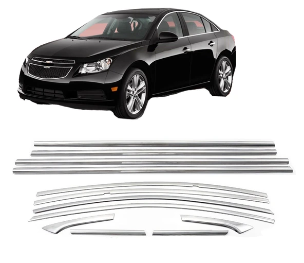 Chevrolet Cruze Uyumlu Cam Çerçevesi 12 Parça Krom SD 2009 - 2016 Arası Modeller İçin - Resim 2