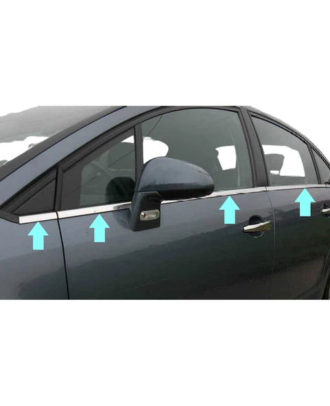 Citroen C4 Cam Çıtaları Krom 8 Parça HB 2005-2010 Arası Modeller İçin - 4