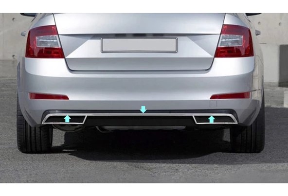 Egzoz Çıkış Ara Çıta Krom Octavia-3 A7 SD 2013 Ve Sonrası Modeller İçin - Resim 2