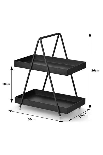 2 Katlı Siyah Metal Banyo Ve Mutfak Rafı Model 1