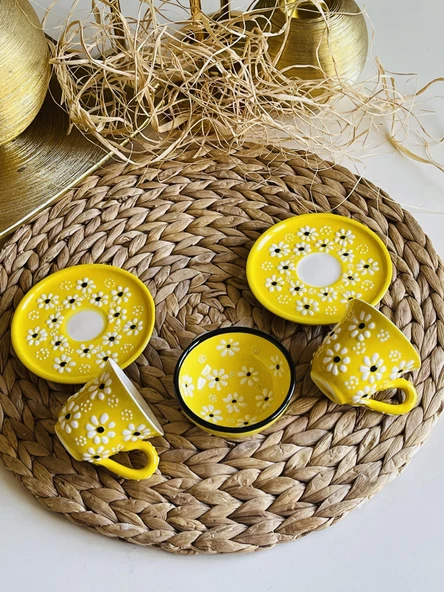 Den Tasarım Hediyelik Papatya 2kişilik Kahve Fincan Seti ürün görseli 1