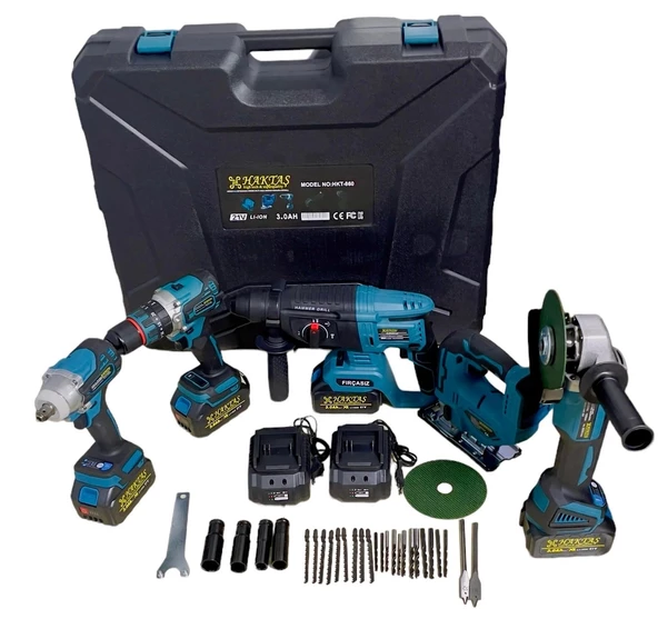 PTTAVM: Haktaş 5 li Akülü Set (Dekopaj+Hilti+Matkap+Somun Sökme+