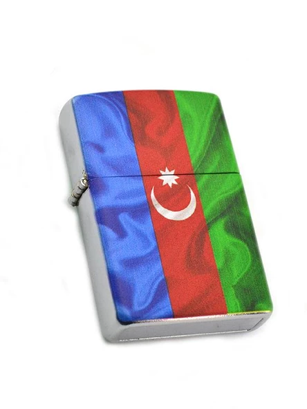 Azerbaycan Bayrak Baskılı Benzinli Çakmak - 3