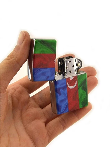 Azerbaycan Bayrak Baskılı Benzinli Çakmak - 7