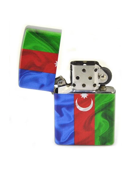 Azerbaycan Bayrak Baskılı Benzinli Çakmak - 4