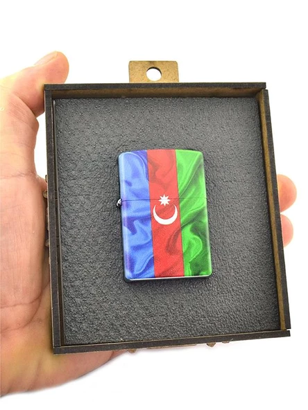 Azerbaycan Bayrak Baskılı Benzinli Çakmak - 5