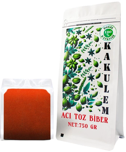 KAKULEM SERTİFİKALI Güneşte Kurutulmuş Acı Toz Biber 750 GR